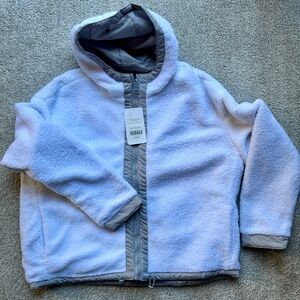 NWT: Reversible Jacket - White Fleece, Gray Rain Jacket